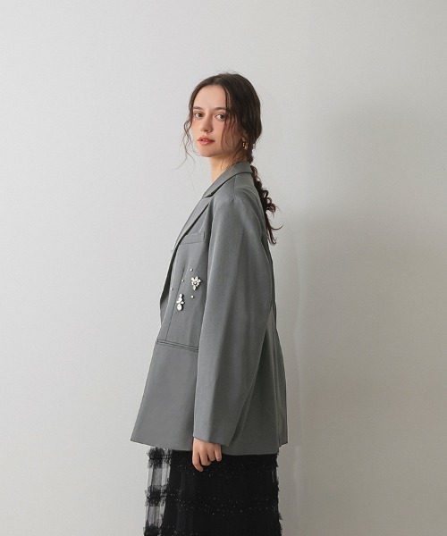 DONOBAN（ドノバン）の「【ANDRESD】jewels shine boxy jacket パーティー オケージョン 結婚式 同窓会 成人式 お呼ばれ（テーラードジャケット・レディース・グレー/ブラック・S/M/L）」の13枚目の写真