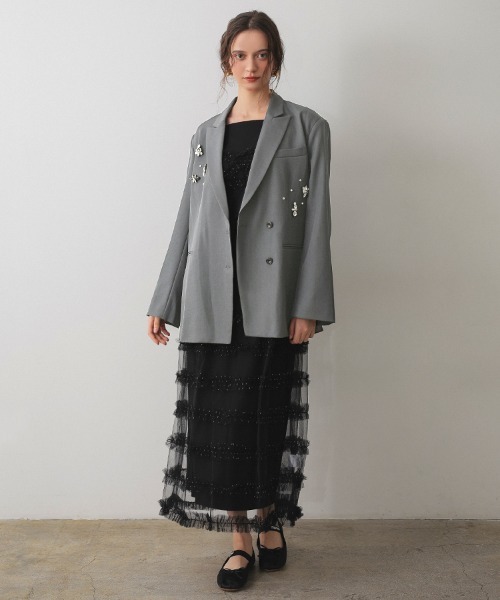 ANDRESD】jewels shine boxy jacket パーティー オケージョン 結婚式