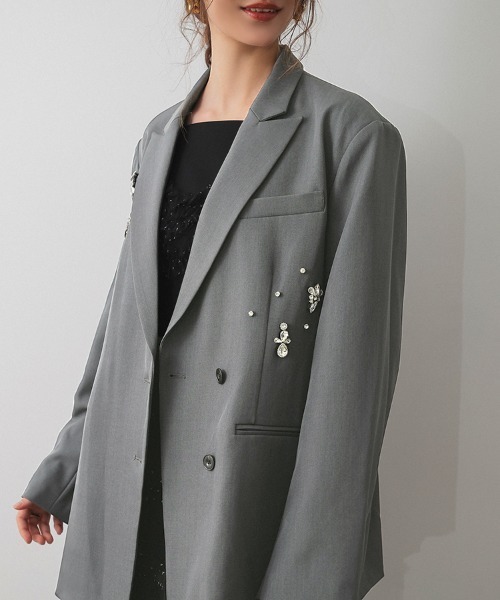 DONOBAN（ドノバン）の「【ANDRESD】jewels shine boxy jacket パーティー オケージョン 結婚式 同窓会 成人式 お呼ばれ（テーラードジャケット・レディース・グレー/ブラック・S/M/L）」の17枚目の写真