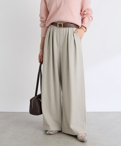 RIVE DROITE（リヴドロワ）の「【最高気温5度の寒い日に！/すっきり見え】ウォームタックワイドスラックス（スラックス・レディース・グレー/ブラウン/ブラック/グレイッシュベージュ・36/38）」の20枚目の写真