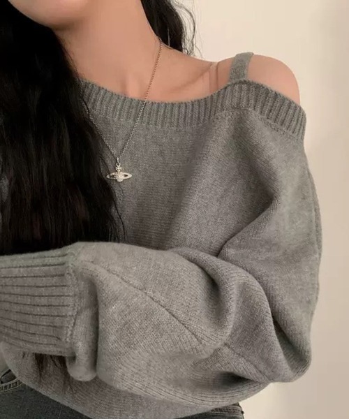 SPIGA（スピーガ）の「肩ｽﾄﾗｯﾌﾟｵﾌｼｮﾙﾆｯﾄ（ニット/セーター・レディース・ネイビー/グレー・SMALL/MEDIUM/LARGE/X-LARGE）」の8枚目の写真