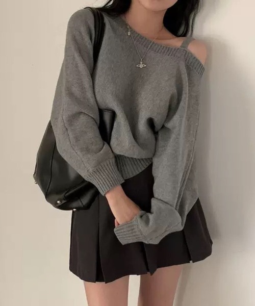 SPIGA（スピーガ）の「肩ｽﾄﾗｯﾌﾟｵﾌｼｮﾙﾆｯﾄ（ニット/セーター・レディース・ネイビー/グレー・SMALL/MEDIUM/LARGE/X-LARGE）」の6枚目の写真