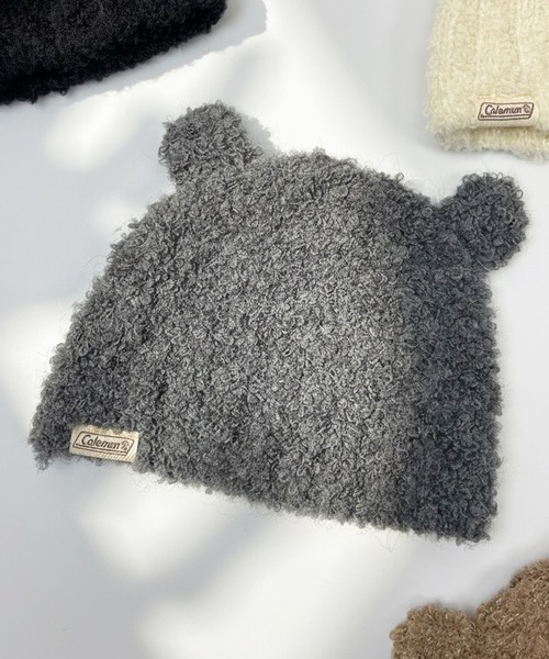 COLEMAN(コールマン)の「【Coleman】コールマン キッズ クマさんボアワッチ(ニットキャップ/ビーニー・キッズ・キャメル/アイボリー/ブラック/チャコールグレー・FREE)」の1枚目の写真