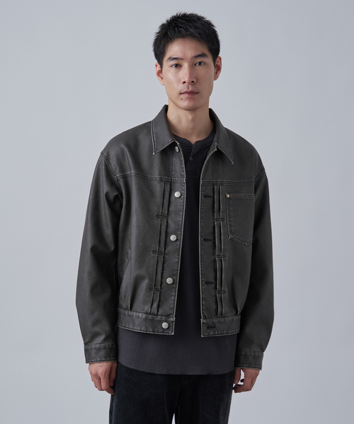 ベーセーストック（B．C STOCK）/フェード加工 フェイクレザー トラッカージャケット セール】フェード加工 フェイクレザー トラッカージャケット