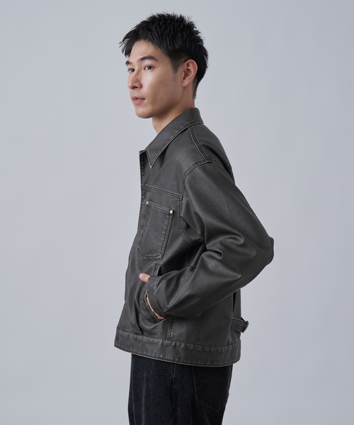 B.C STOCK(ベーセーストック)の「フェード加工 フェイクレザー トラッカージャケット(ライダースジャケット・メンズ・ブラウン/ブラック・LARGE/MEDIUM)」の18枚目の写真