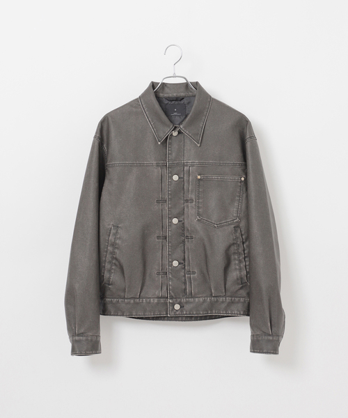 セール】フェード加工 フェイクレザー トラッカージャケット