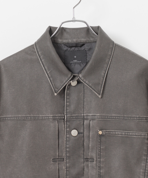 B.C STOCK(ベーセーストック)の「フェード加工 フェイクレザー トラッカージャケット(ライダースジャケット・メンズ・ブラウン/ブラック・LARGE/MEDIUM)」の9枚目の写真