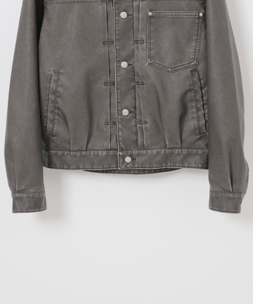 B.C STOCK(ベーセーストック)の「フェード加工 フェイクレザー トラッカージャケット(ライダースジャケット・メンズ・ブラウン/ブラック・LARGE/MEDIUM)」の8枚目の写真