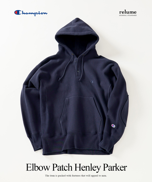 CHAMPION / チャンピオン 別注 R/W エルボーパッチ ヘンリーネック