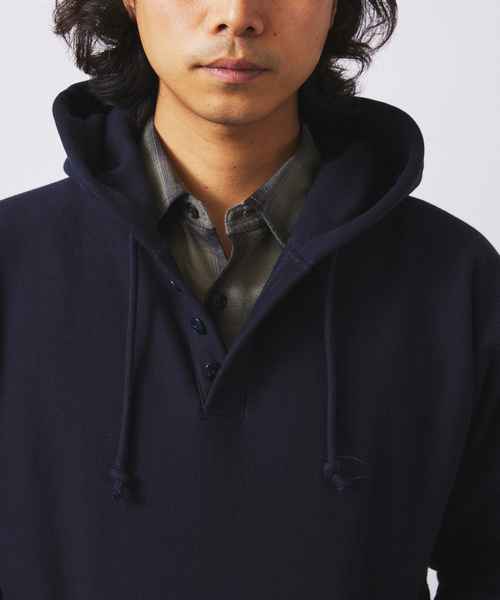 セール】CHAMPION / チャンピオン 別注 R/W エルボーパッチ ヘンリー