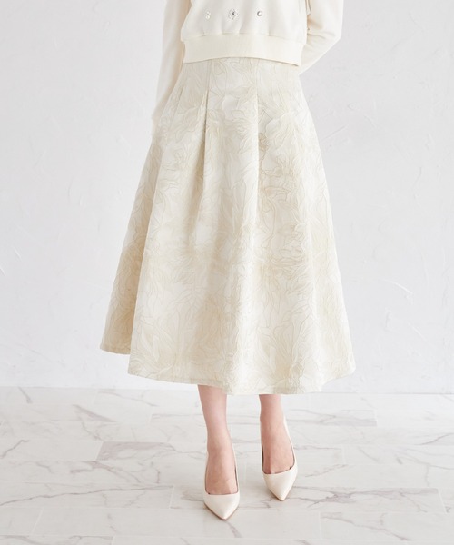 tocco closet(トッコ クローゼット)の「ラメジャガード後ろレースアップタックスカート(スカート・レディース・ベージュ/ピンクベージュ・M)」の22枚目の写真