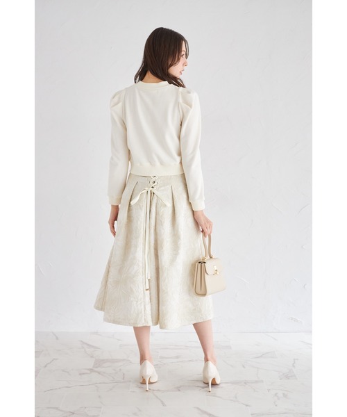 tocco closet(トッコ クローゼット)の「ラメジャガード後ろレースアップタックスカート(スカート・レディース・ベージュ/ピンクベージュ・M)」の14枚目の写真