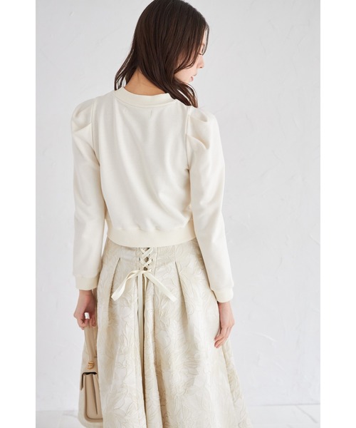 tocco closet(トッコ クローゼット)の「ラメジャガード後ろレースアップタックスカート(スカート・レディース・ベージュ/ピンクベージュ・M)」の3枚目の写真