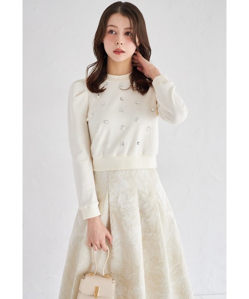 tocco closet(トッコ クローゼット)の「ラメジャガード後ろレースアップタックスカート(スカート・レディース・ベージュ/ピンクベージュ・M)」の11枚目の写真