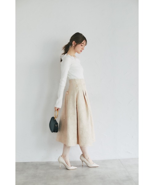 tocco closet(トッコ クローゼット)の「ラメジャガード後ろレースアップタックスカート(スカート・レディース・ベージュ/ピンクベージュ・M)」の19枚目の写真