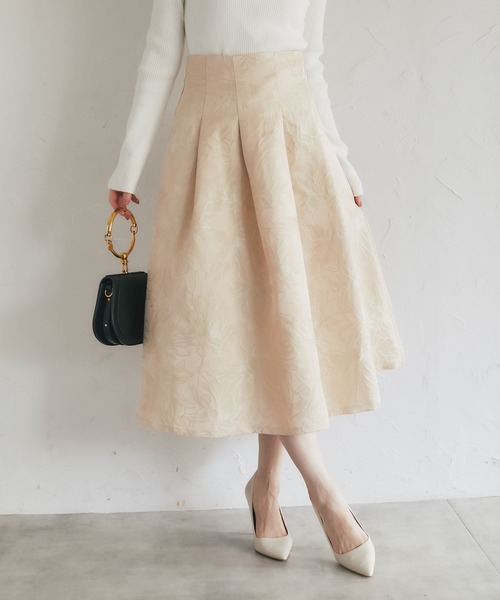 tocco closet(トッコ クローゼット)の「ラメジャガード後ろレースアップタックスカート(スカート・レディース・ベージュ/ピンクベージュ・M)」の17枚目の写真