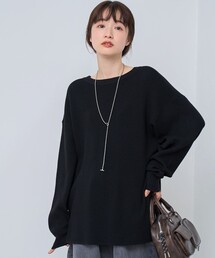 ウール混2WAY ワッフルニットプルオーバー