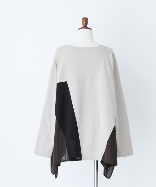 n'OrLABEL(ノアールレーベル)の「裾ヘム異素材切替えカットソー(Tシャツ/カットソー・レディース・ブラック/チャコール/ベージュ・FREE)」の19枚目の写真