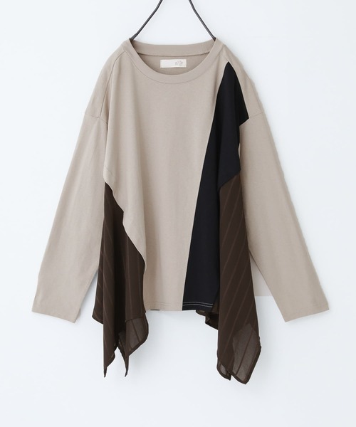 n'OrLABEL(ノアールレーベル)の「裾ヘム異素材切替えカットソー(Tシャツ/カットソー・レディース・ブラック/チャコール/ベージュ・FREE)」の16枚目の写真