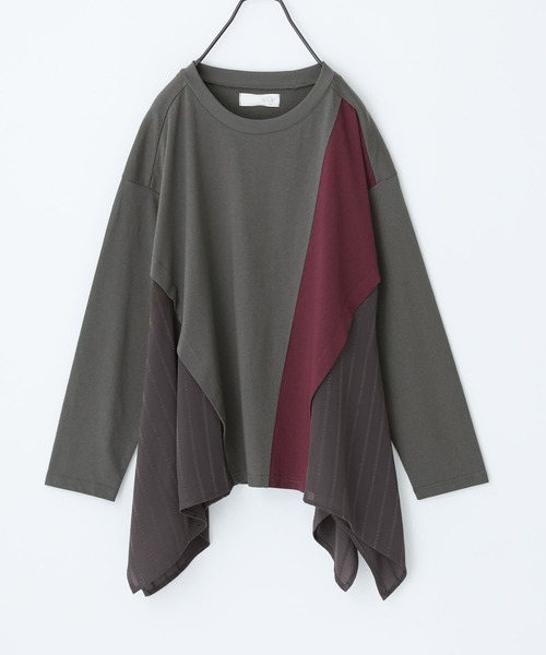 n'OrLABEL(ノアールレーベル)の「裾ヘム異素材切替えカットソー(Tシャツ/カットソー・レディース・ブラック/チャコール/ベージュ・FREE)」の17枚目の写真