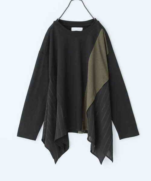 n'OrLABEL(ノアールレーベル)の「裾ヘム異素材切替えカットソー(Tシャツ/カットソー・レディース・ブラック/チャコール/ベージュ・FREE)」の18枚目の写真