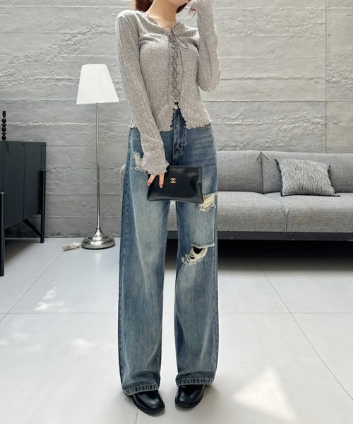 Ada.(エイダ)の「ダメージ デニム パンツ(デニムパンツ・レディース・ブルー/ダークブルー・M/S)」の9枚目の写真