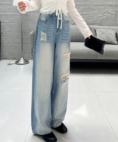 Ada.(エイダ)の「ダメージ デニム パンツ(デニムパンツ・レディース・ブルー/ダークブルー・M/S)」の17枚目の写真
