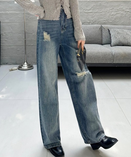 Ada.(エイダ)の「ダメージ デニム パンツ(デニムパンツ・レディース・ブルー/ダークブルー・M/S)」の13枚目の写真