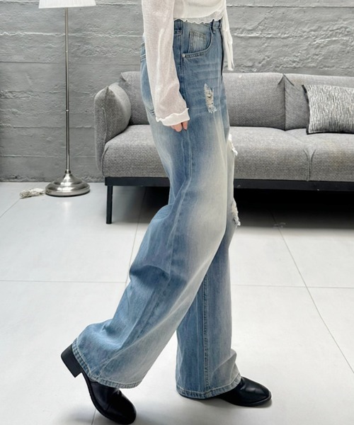 Ada.(エイダ)の「ダメージ デニム パンツ(デニムパンツ・レディース・ブルー/ダークブルー・M/S)」の10枚目の写真