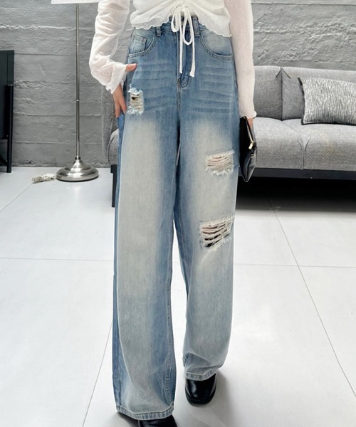 Ada.(エイダ)の「ダメージ デニム パンツ(デニムパンツ・レディース・ブルー/ダークブルー・M/S)」の16枚目の写真
