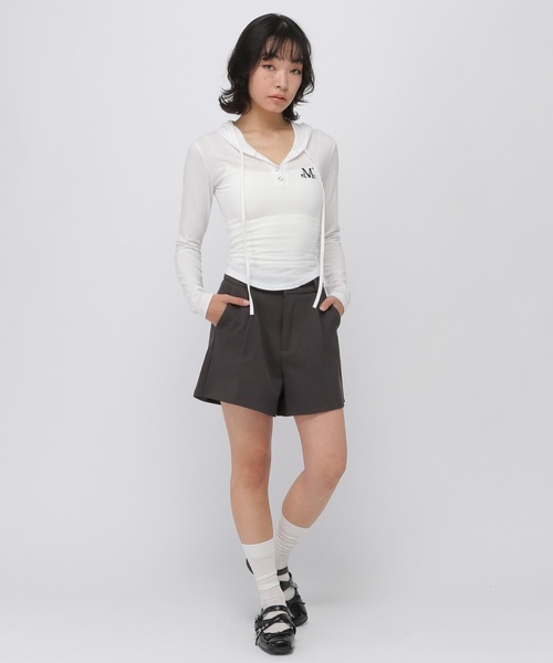 MUCENT(ムセント)の「★K-POPアイドル着用 MUCENT/RUEN フーディ― ロングスリーブ(Tシャツ/カットソー・レディース・ブラック/ホワイト/グレー・FREE)」の11枚目の写真