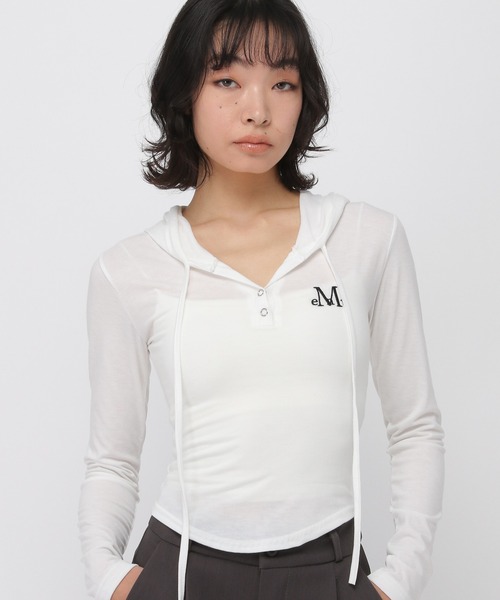 MUCENT(ムセント)の「★K-POPアイドル着用 MUCENT/RUEN フーディ― ロングスリーブ(Tシャツ/カットソー・レディース・ブラック/ホワイト/グレー・FREE)」の14枚目の写真