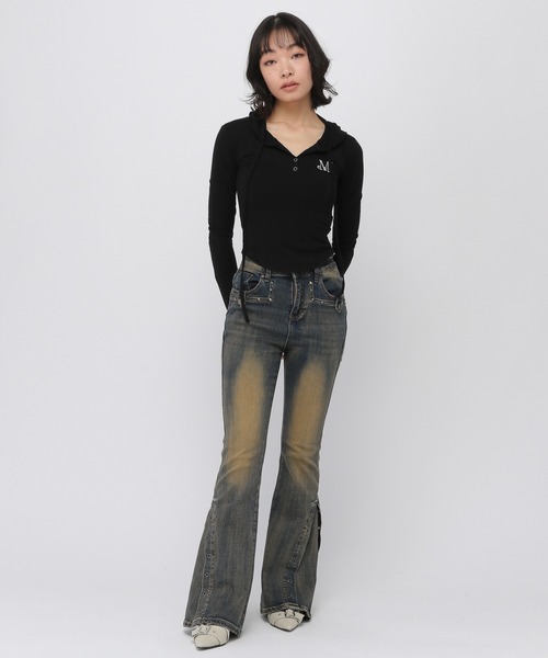 MUCENT(ムセント)の「★K-POPアイドル着用 MUCENT/RUEN フーディ― ロングスリーブ(Tシャツ/カットソー・レディース・ブラック/ホワイト/グレー・FREE)」の17枚目の写真
