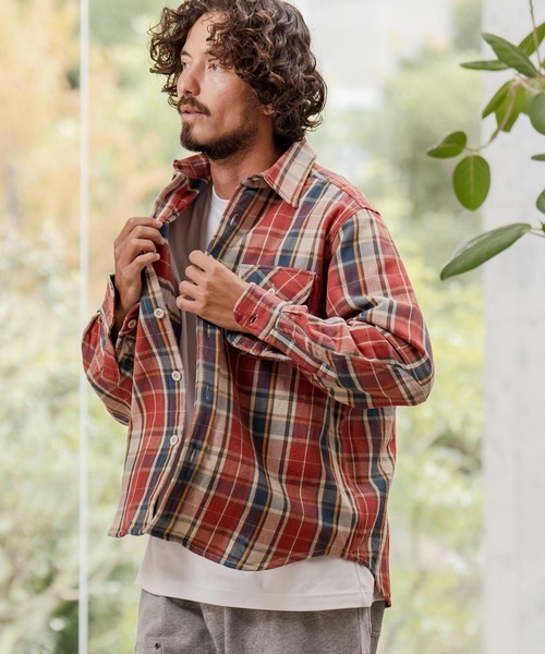 ms6292-ヴィンテージライクネルチェックシャツ(HLCM0224)（シャツ