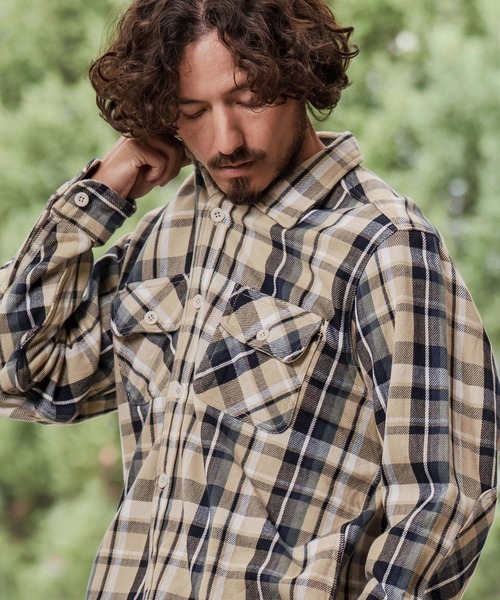 ms6292-ヴィンテージライクネルチェックシャツ(HLCM0224)（シャツ