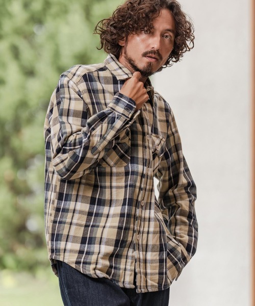 ms6292-ヴィンテージライクネルチェックシャツ(HLCM0224)（シャツ