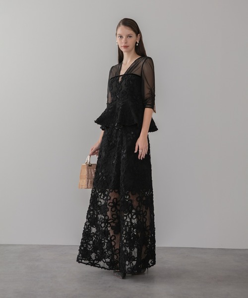 Leja(レジャ)の「【LEJA LUXE】フラワーレースペプラムセットアップドレスワンピース2点セット美脚効果結婚式 パーティードレス 成人式 二次会 同窓会 お呼ばれ オケージョン 20代 30代(ドレス・レディース・ブラック・SMALL/MEDIUM/LARGE)」の10枚目の写真