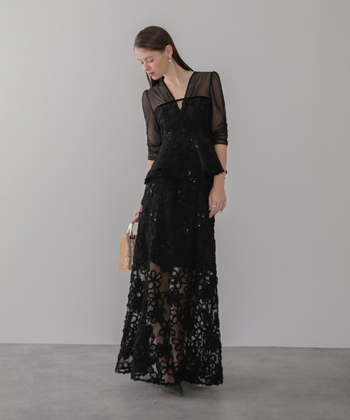 Leja(レジャ)の「【LEJA LUXE】フラワーレースペプラムセットアップドレスワンピース2点セット美脚効果結婚式 パーティードレス 成人式 二次会 同窓会 お呼ばれ オケージョン 20代 30代(ドレス・レディース・ブラック・SMALL/MEDIUM/LARGE)」の9枚目の写真