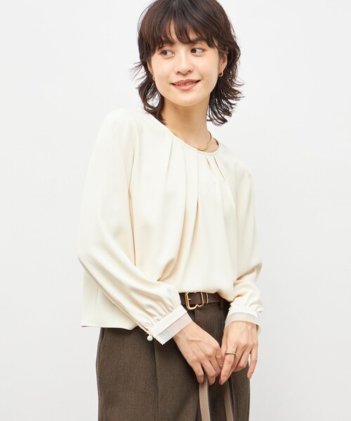 NOLLEY’S（ノーリーズ）の「ウォッシャブル2WAYストレッチブラウス（シャツ/ブラウス・レディース・キナリ/サックスブルー/ネイビー・36/38）」の15枚目の写真