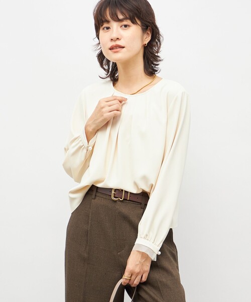 NOLLEY’S（ノーリーズ）の「ウォッシャブル2WAYストレッチブラウス（シャツ/ブラウス・レディース・キナリ/サックスブルー/ネイビー・36/38）」の16枚目の写真