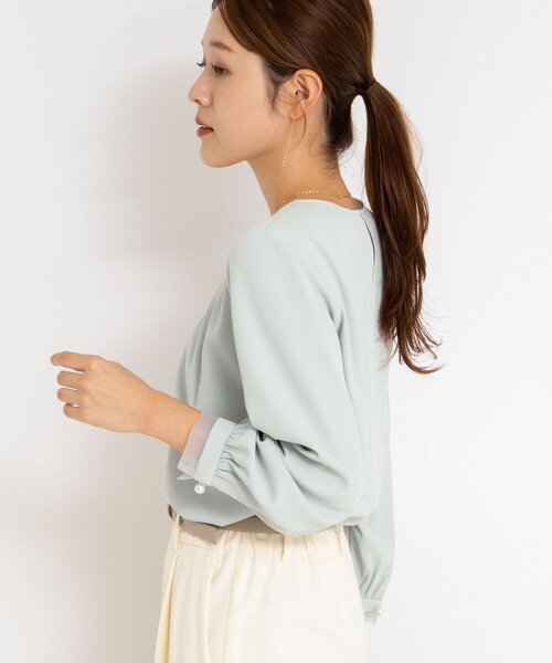 NOLLEY’S（ノーリーズ）の「ウォッシャブル2WAYストレッチブラウス（シャツ/ブラウス・レディース・キナリ/サックスブルー/ネイビー・36/38）」の21枚目の写真