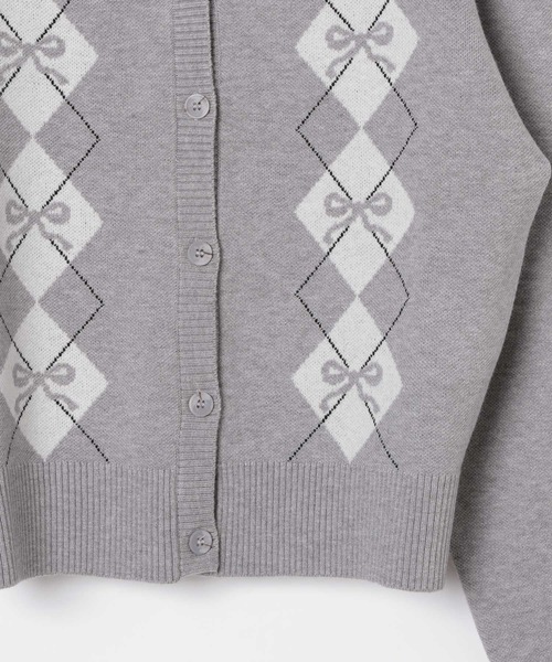 AMESWORLDWIDE（アメスワールドワイド）の「AMES WORLDWIDE／Vネックアーガイルニットカーディガン（カーディガン/ボレロ・レディース・グレー/ブラウン/チャコール・FREE）」の6枚目の写真