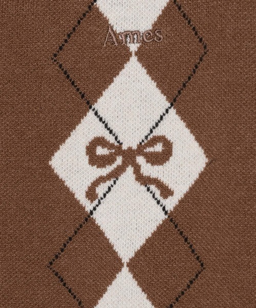 AMESWORLDWIDE（アメスワールドワイド）の「AMES WORLDWIDE／Vネックアーガイルニットカーディガン（カーディガン/ボレロ・レディース・グレー/ブラウン/チャコール・FREE）」の10枚目の写真