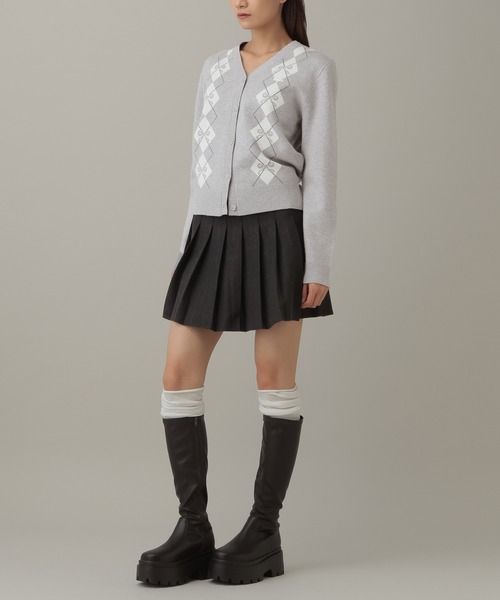 AMESWORLDWIDE（アメスワールドワイド）の「AMES WORLDWIDE／Vネックアーガイルニットカーディガン（カーディガン/ボレロ・レディース・グレー/ブラウン/チャコール・FREE）」の21枚目の写真