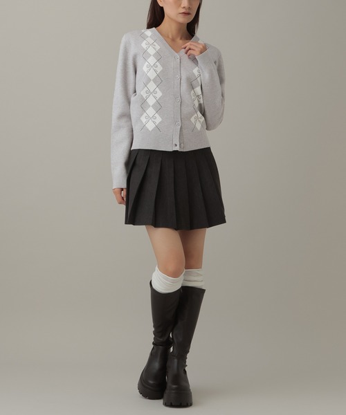 AMESWORLDWIDE（アメスワールドワイド）の「AMES WORLDWIDE／Vネックアーガイルニットカーディガン（カーディガン/ボレロ・レディース・グレー/ブラウン/チャコール・FREE）」の22枚目の写真