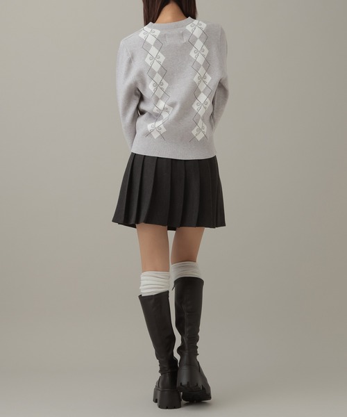 AMESWORLDWIDE（アメスワールドワイド）の「AMES WORLDWIDE／Vネックアーガイルニットカーディガン（カーディガン/ボレロ・レディース・グレー/ブラウン/チャコール・FREE）」の20枚目の写真