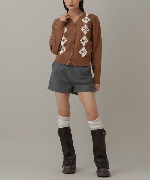 AMESWORLDWIDE（アメスワールドワイド）の「AMES WORLDWIDE／Vネックアーガイルニットカーディガン（カーディガン/ボレロ・レディース・グレー/ブラウン/チャコール・FREE）」の17枚目の写真