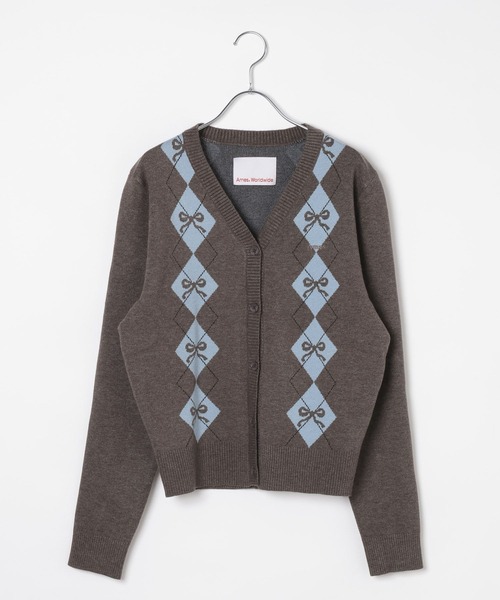 AMESWORLDWIDE（アメスワールドワイド）の「AMES WORLDWIDE／Vネックアーガイルニットカーディガン（カーディガン/ボレロ・レディース・グレー/ブラウン/チャコール・FREE）」の13枚目の写真