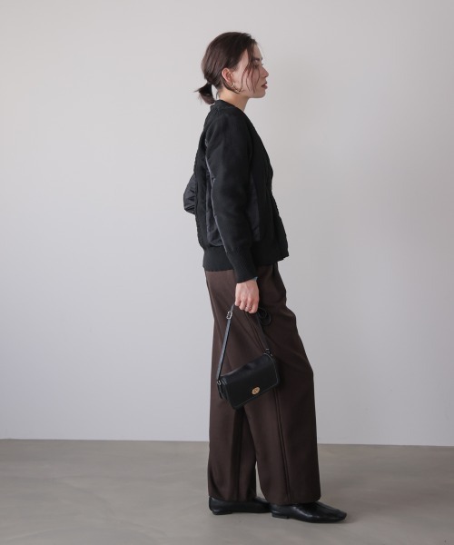 Bou Jeloud（ブージュルード）の「ケーブル布帛ドッキングジップブルゾン（カーディガン/ボレロ・レディース・カーキ/ブラック・FREE）」の17枚目の写真