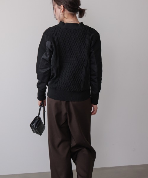 Bou Jeloud（ブージュルード）の「ケーブル布帛ドッキングジップブルゾン（カーディガン/ボレロ・レディース・カーキ/ブラック・FREE）」の18枚目の写真